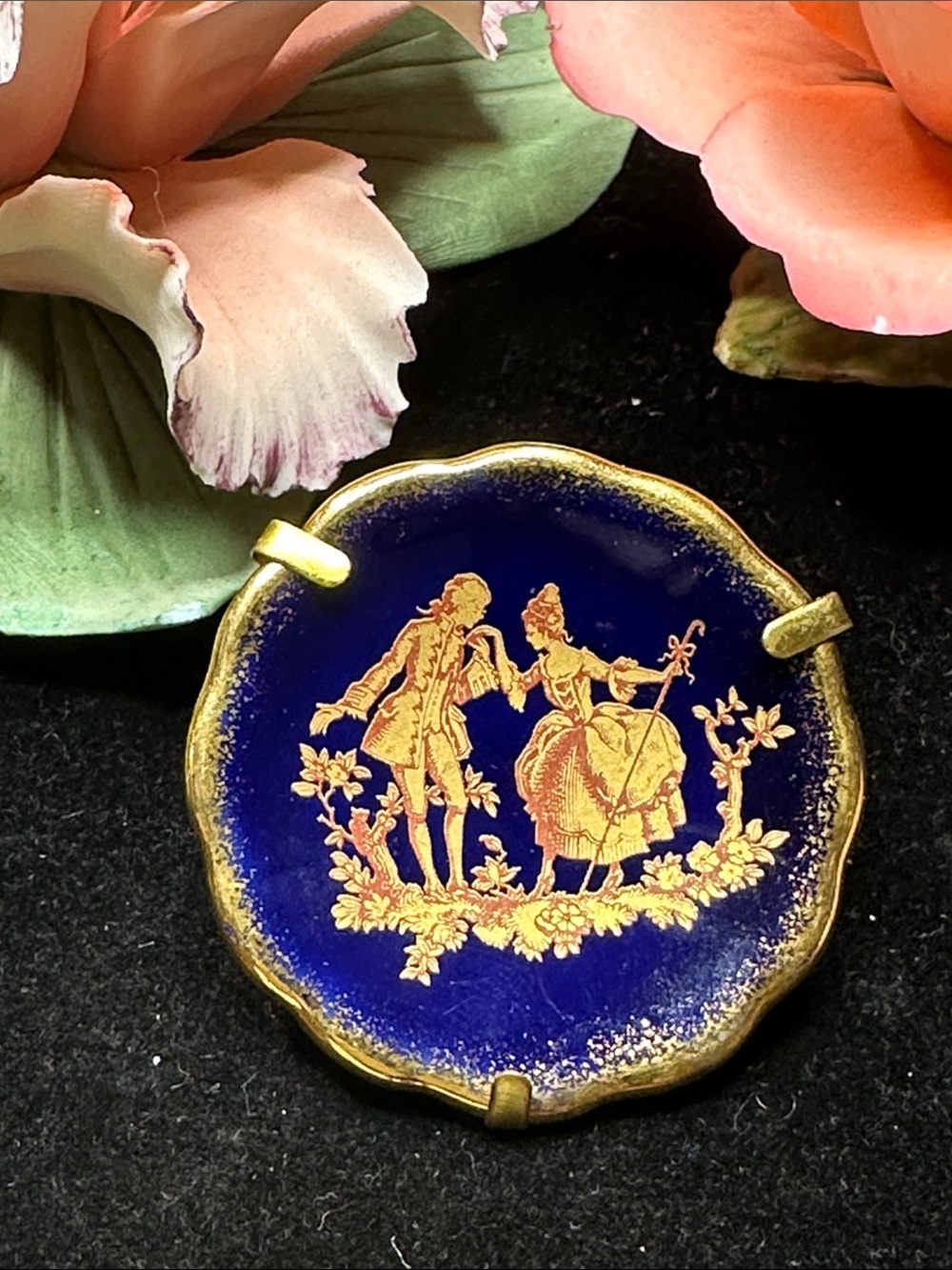 LIMOGES FRANCE- Vintage Mini Porcelain d’art courting couple Plate